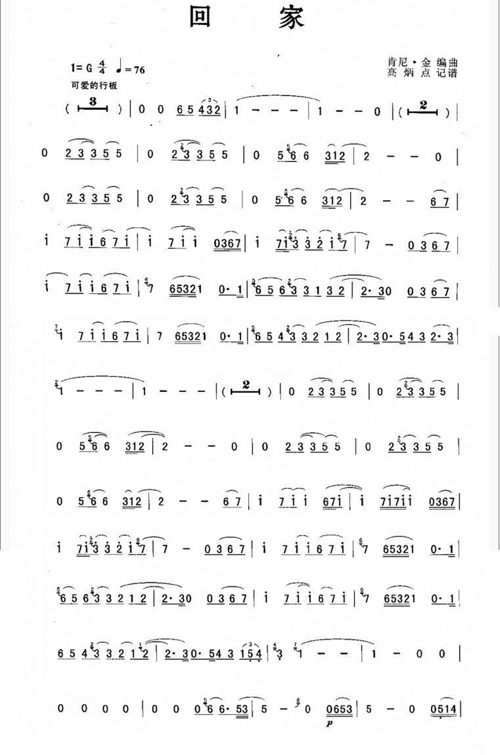 回家薩克斯簡(jiǎn)譜_版本1_1 回家薩克斯簡(jiǎn)譜_版本1_1