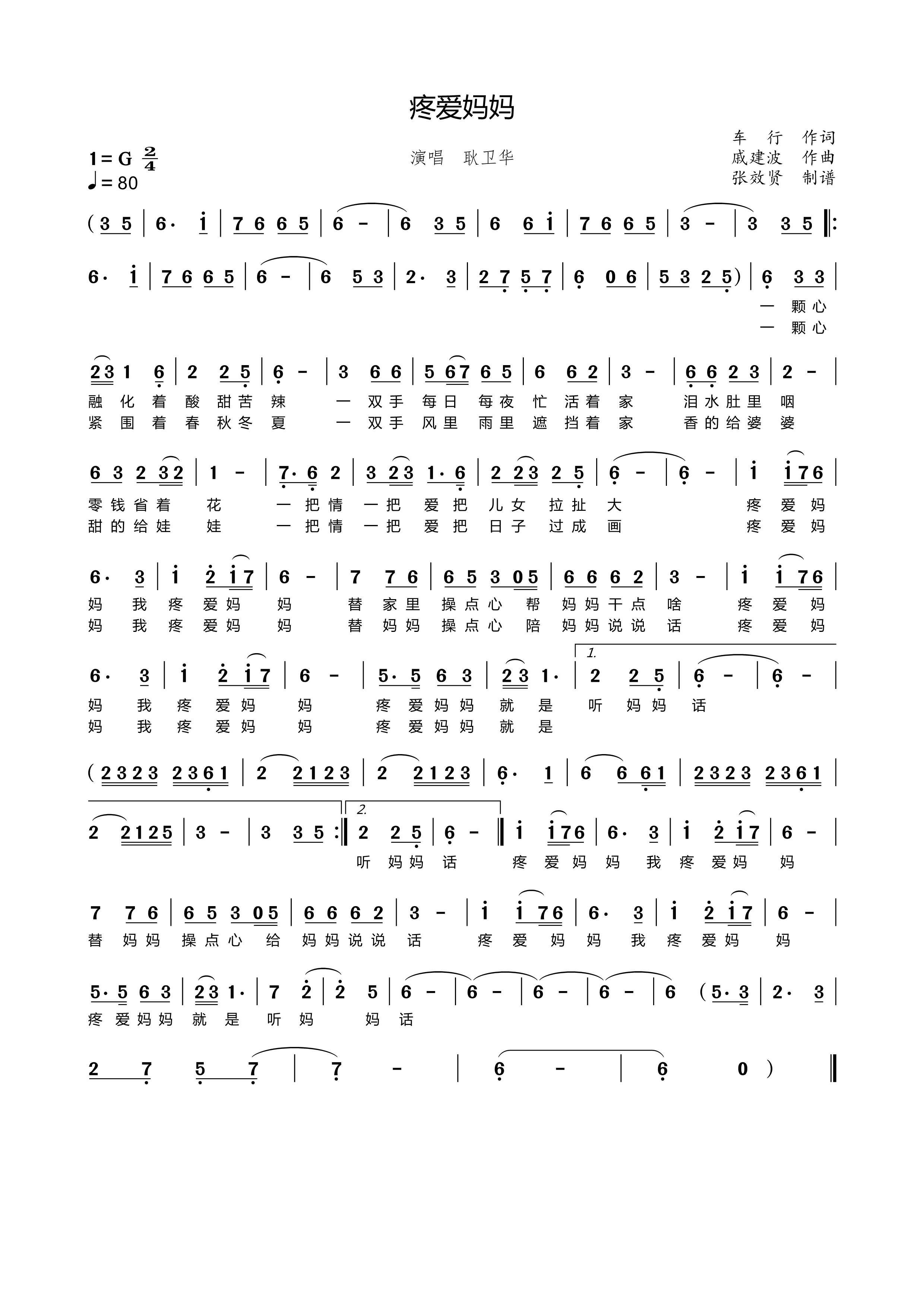 薩克斯 疼愛媽媽 G調簡譜 薩克斯 疼愛媽媽 G調簡譜